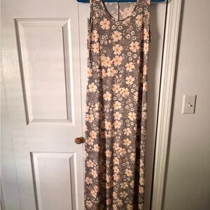 LuLaRoe Floral Maxi Dress - Brown and Cream